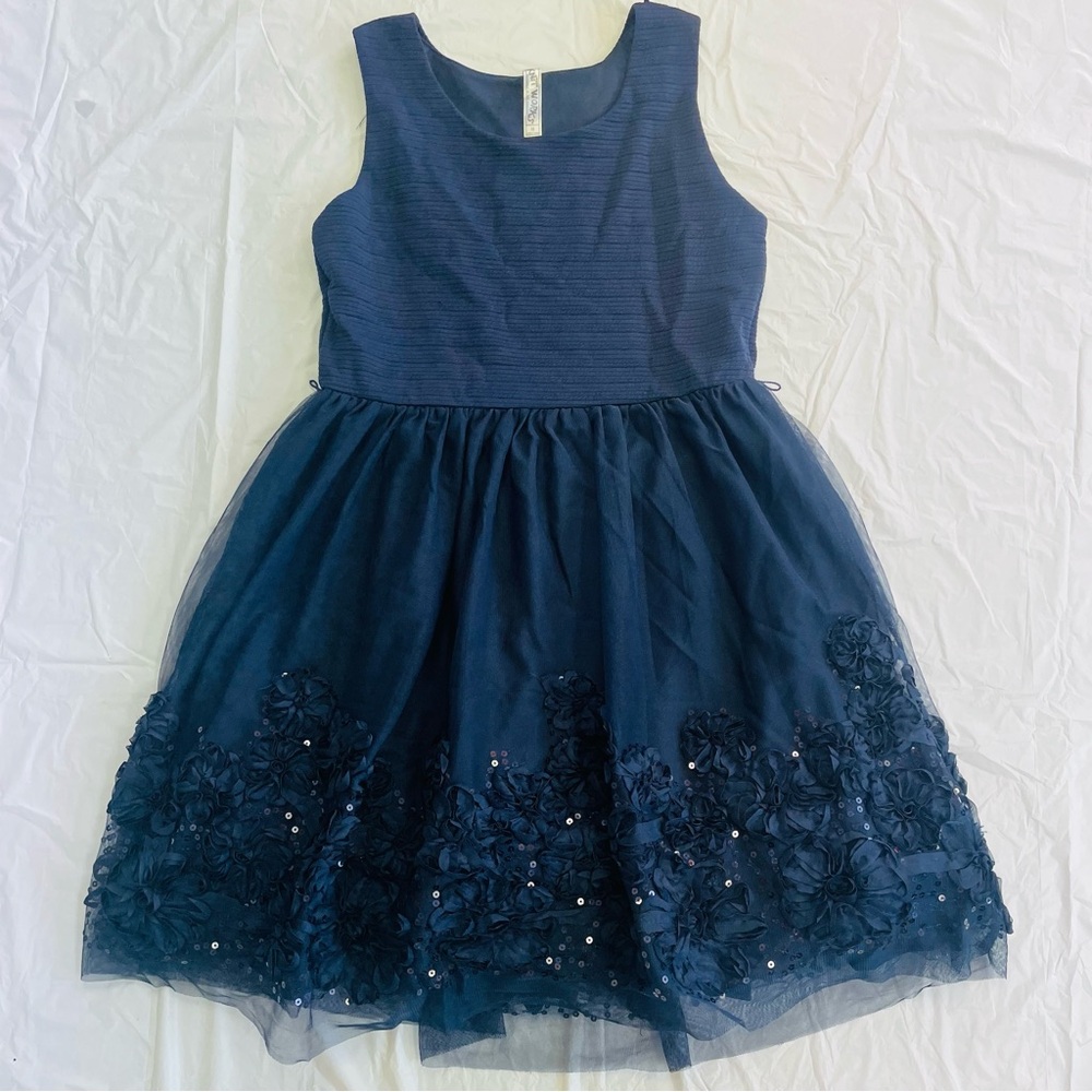 Knitworks Blue Sequin Tiered Fit and Flare Dress